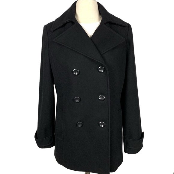 New York Company Black Wool Blend Pea Coat 6 - Picture 10 of 10